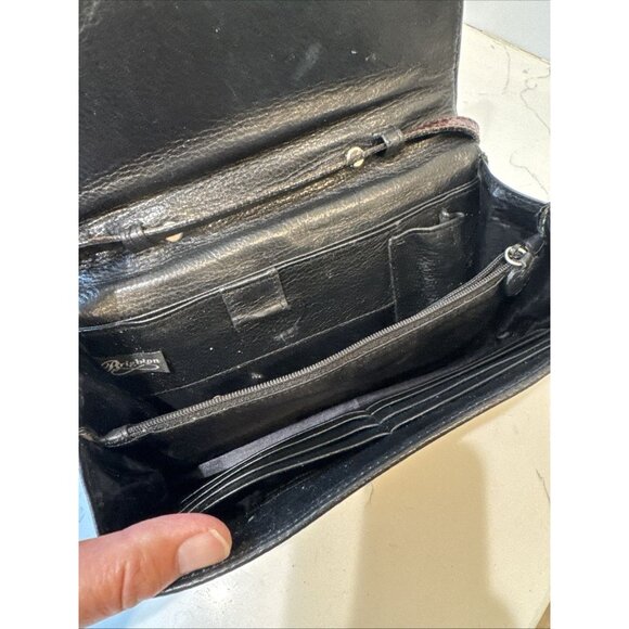 Brighton Crossbody Organizer Purse/Wallet Leather Brown And Black Alligator - Picture 9 of 16